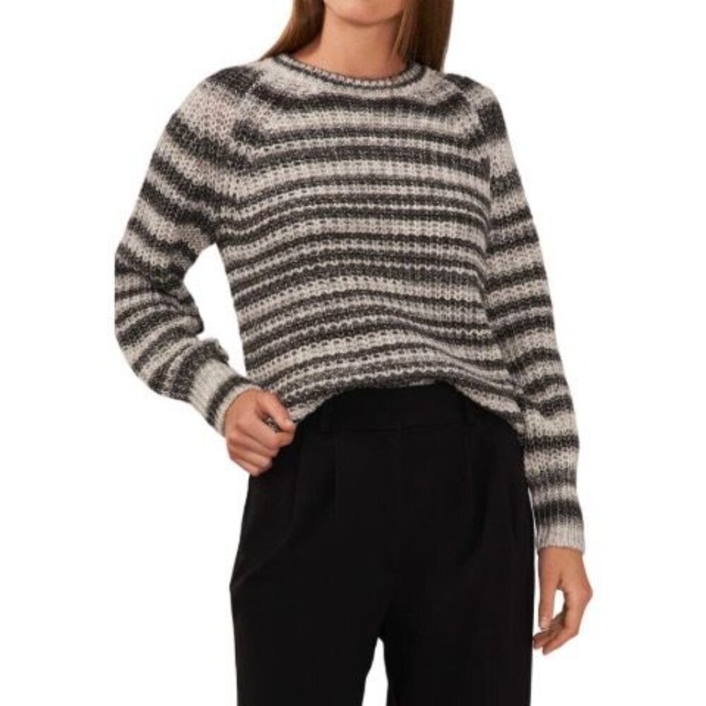 Halogen Womens Metallic Striped Sweater Size XL Rich Black